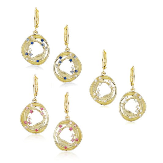 Surgical Steel Uneven Open Round Circles With Thrown CZ Stones Earring - HK Jewels