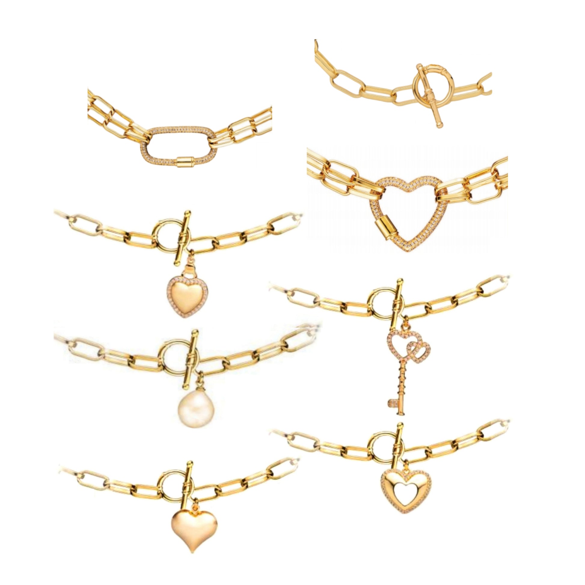 Gold Plated Long Oval Link  Bracelet - HK Jewels