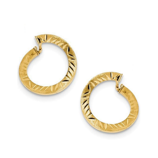 14k Satin Diamond Cut Twist Hoop Earrings - HK Jewels