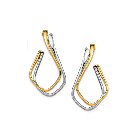 14k Two-tone Twisted Fancy Post Earrings - HK Jewels