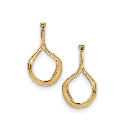 14K Gold Polished Oval Twisted Hoop Earrings - HK Jewels