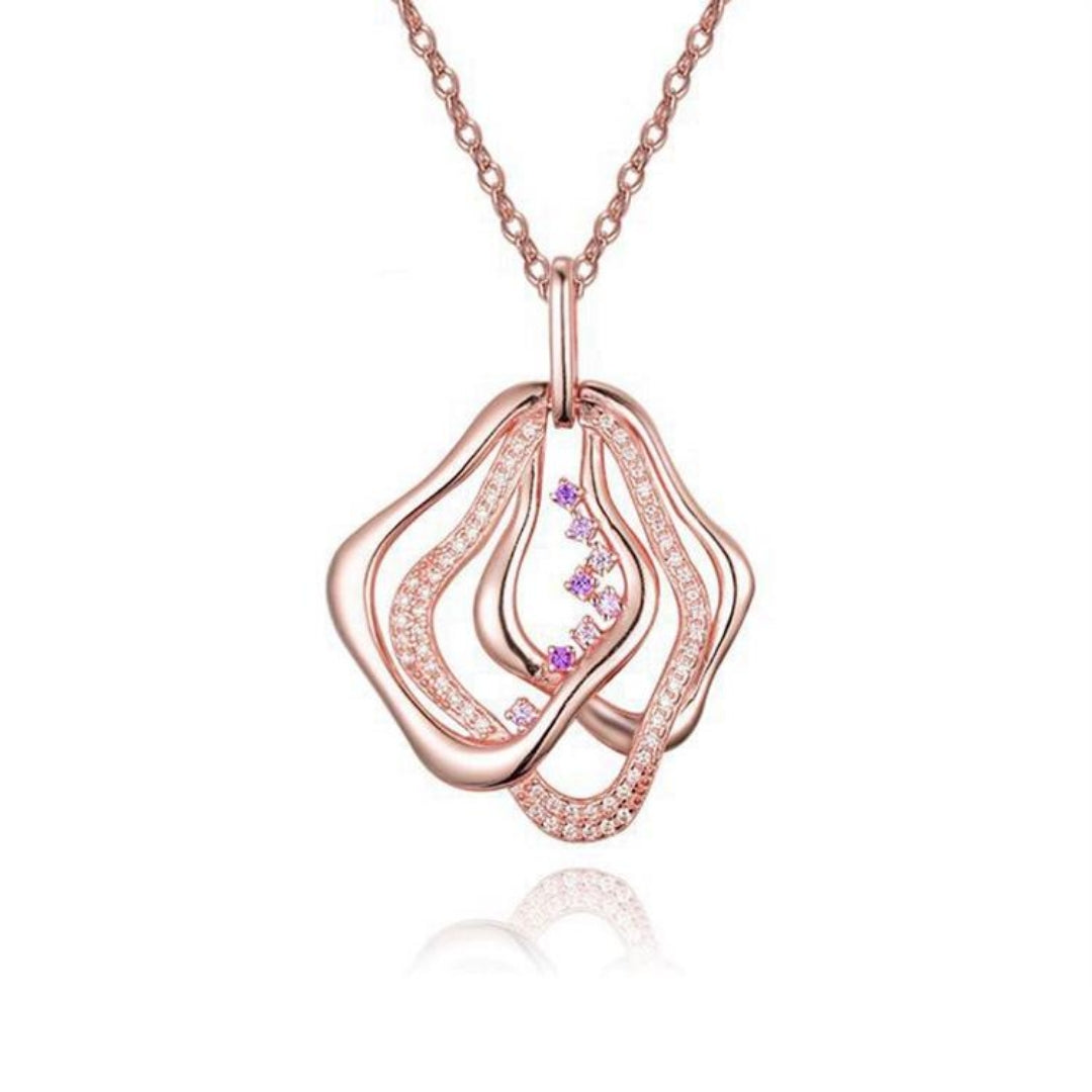 Rose Gold Plated Sterling Silver CZ Pendant - HK Jewels