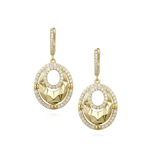 Sterling Silver Double Oval CZ Earring - HK Jewels