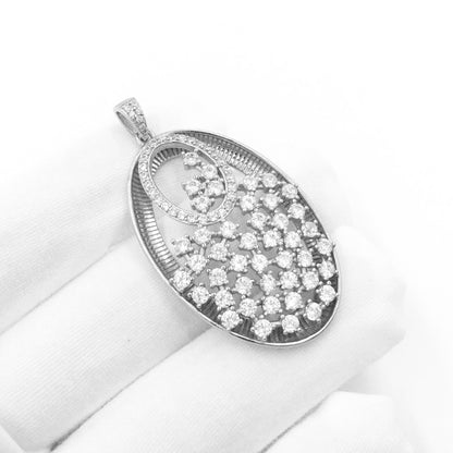 Sterling Silver Oval CZ Pendant - HK Jewels