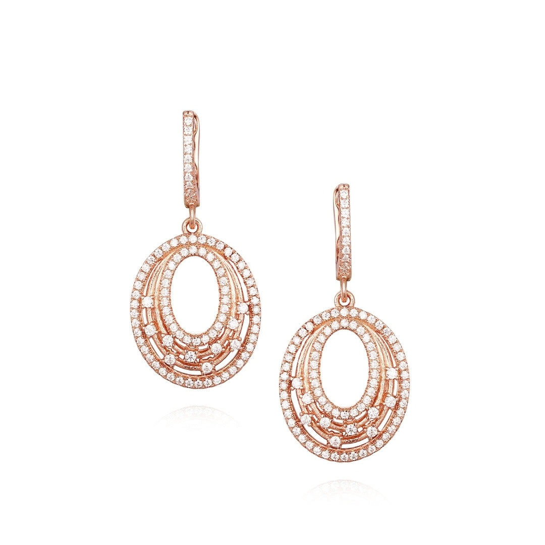 Sterling Silver Oval CZ Earring - HK Jewels