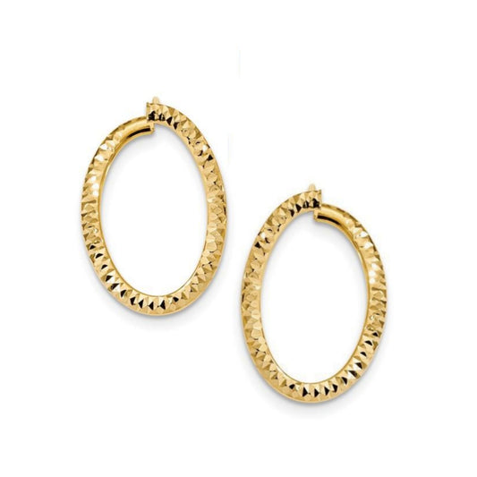 14k Gold Diamond Cut and Polished Twisted Hoop Earrings - HK Jewels