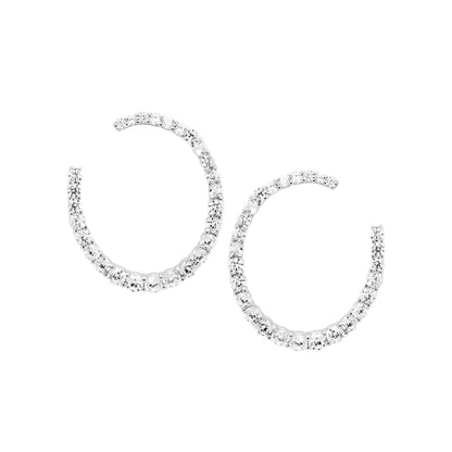 Rhodium Plated Sterling Silver, White Cz 25x25mm Round Earrings - HK Jewels