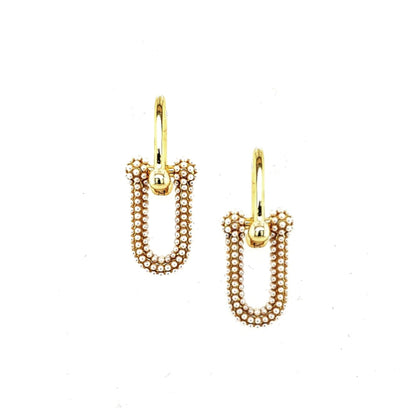 Sterling Silver Gold Plated Tiny Pearl Link Earrings - HK Jewels