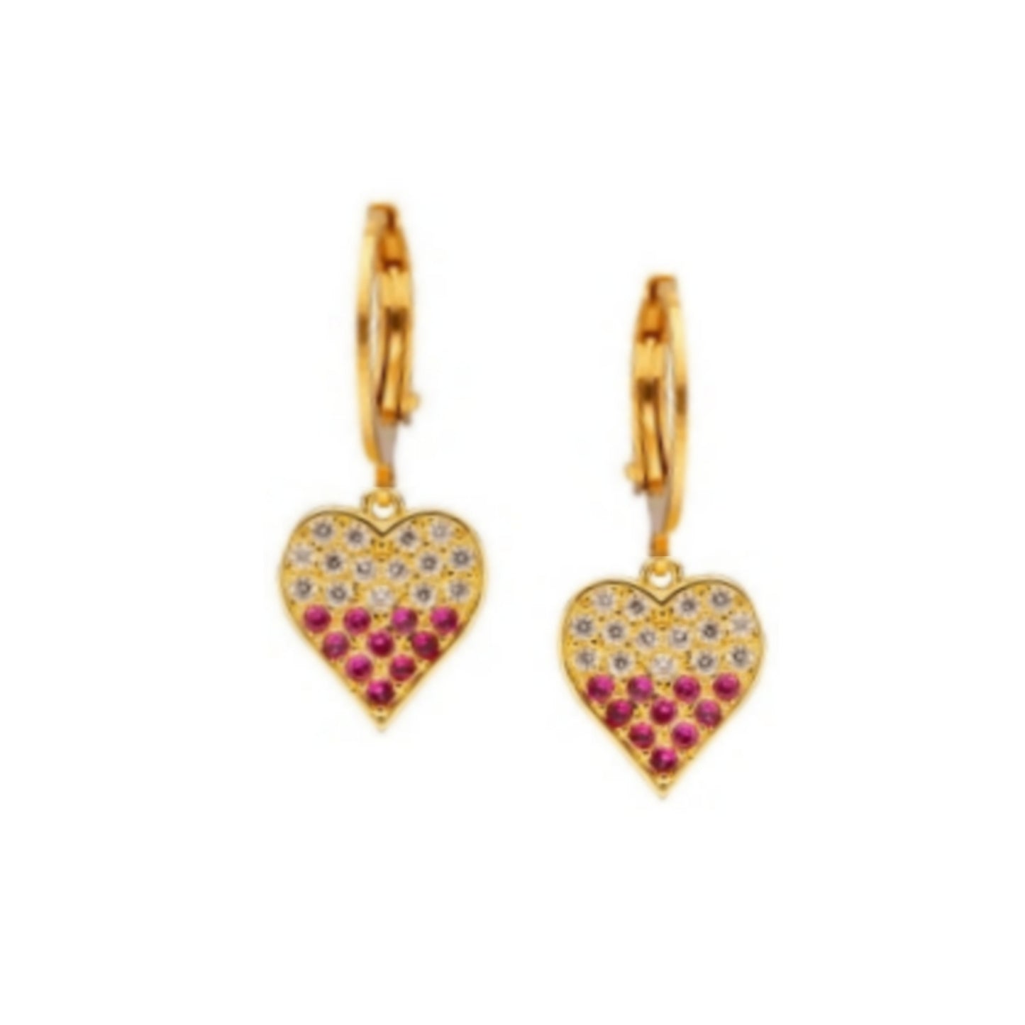 Surgical Steel Two Tone CZ Heart Earring - HK Jewels