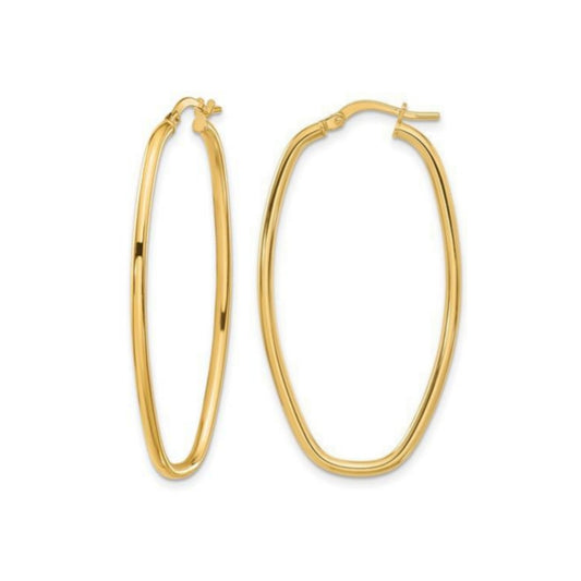 14k Yellow Gold Polished Hoop Earrings - HK Jewels