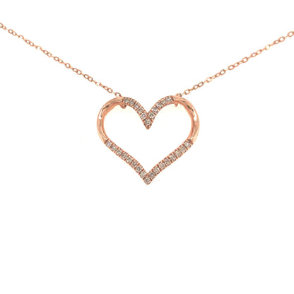 14K Rose Gold And Diamond Heart Necklace - HK Jewels