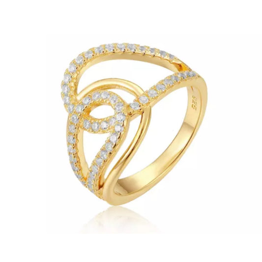 Sterling Silver Gold Plated Interlocking Ring - HK Jewels