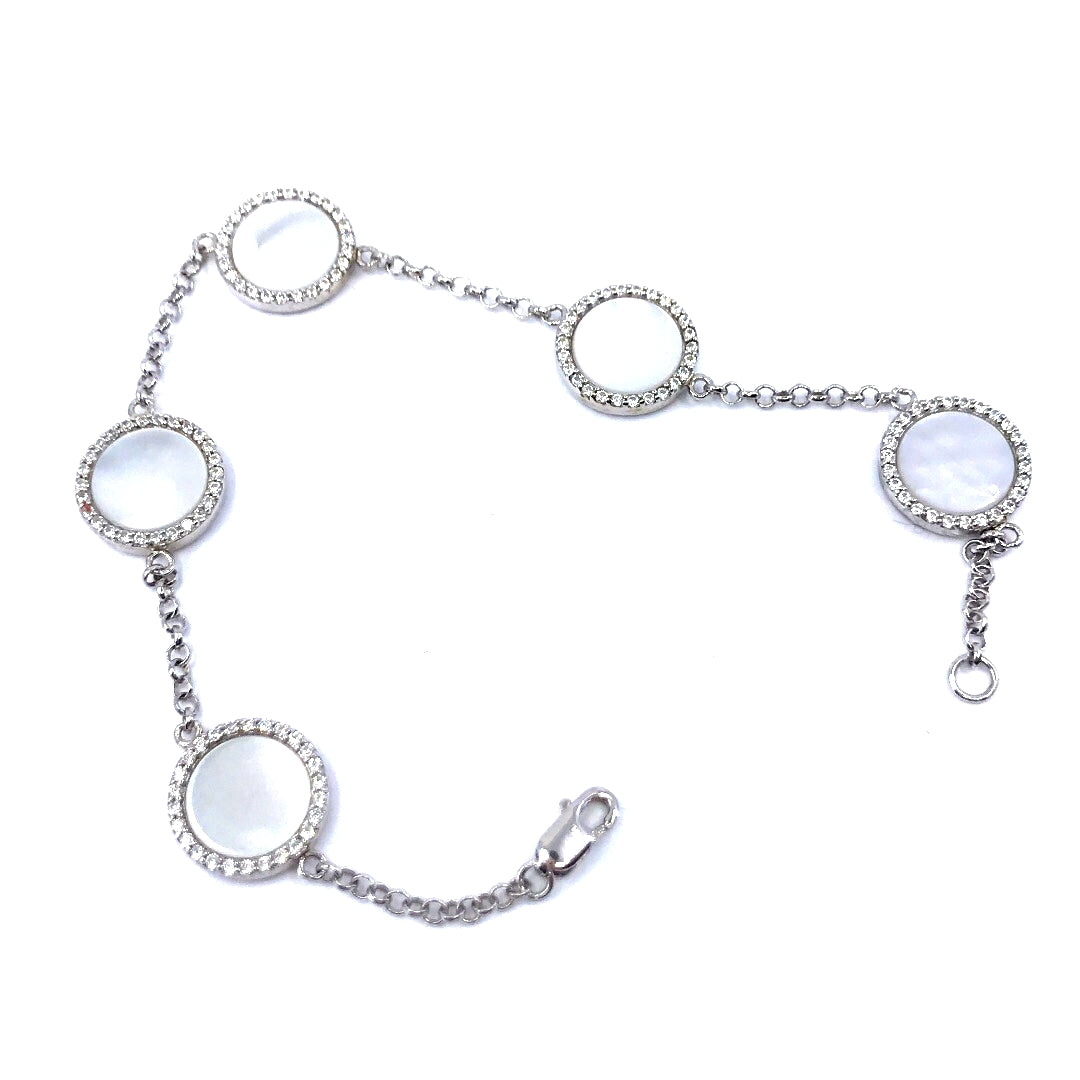 Sterling Silver Mother Of Pearl Bracelet - HK Jewels
