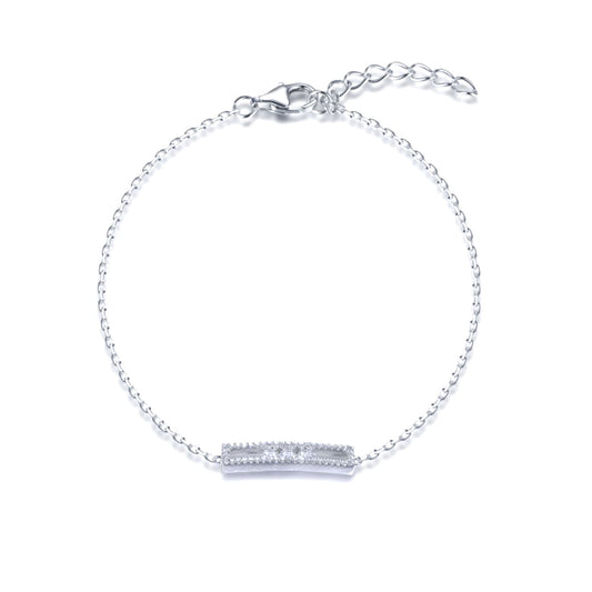Sterling Silver Rectangle CZ Bar Bracelet - HK Jewels