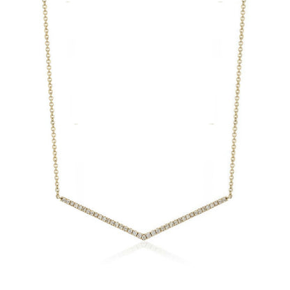 Sterling Silver V- Shaped Bar Necklace - HK Jewels