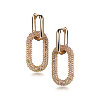 Gold Plated Sterling Silver Link Earrings - HK Jewels