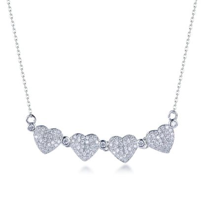 Sterling Silver Four Heart Necklace - HK Jewels