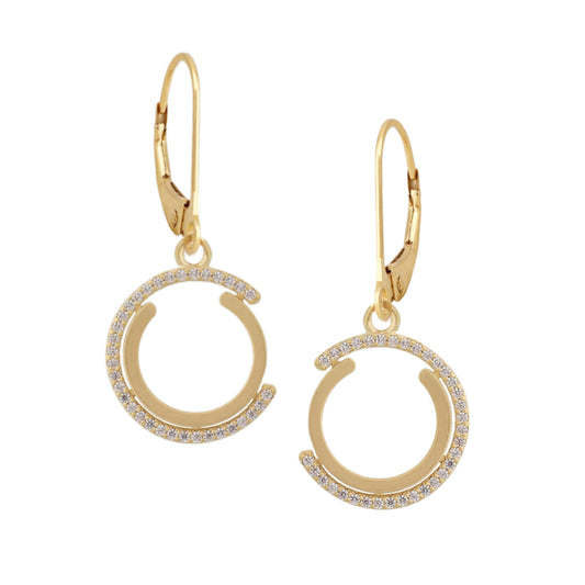 Matte Gold Concentric Circle Earring (Clear) - HK Jewels