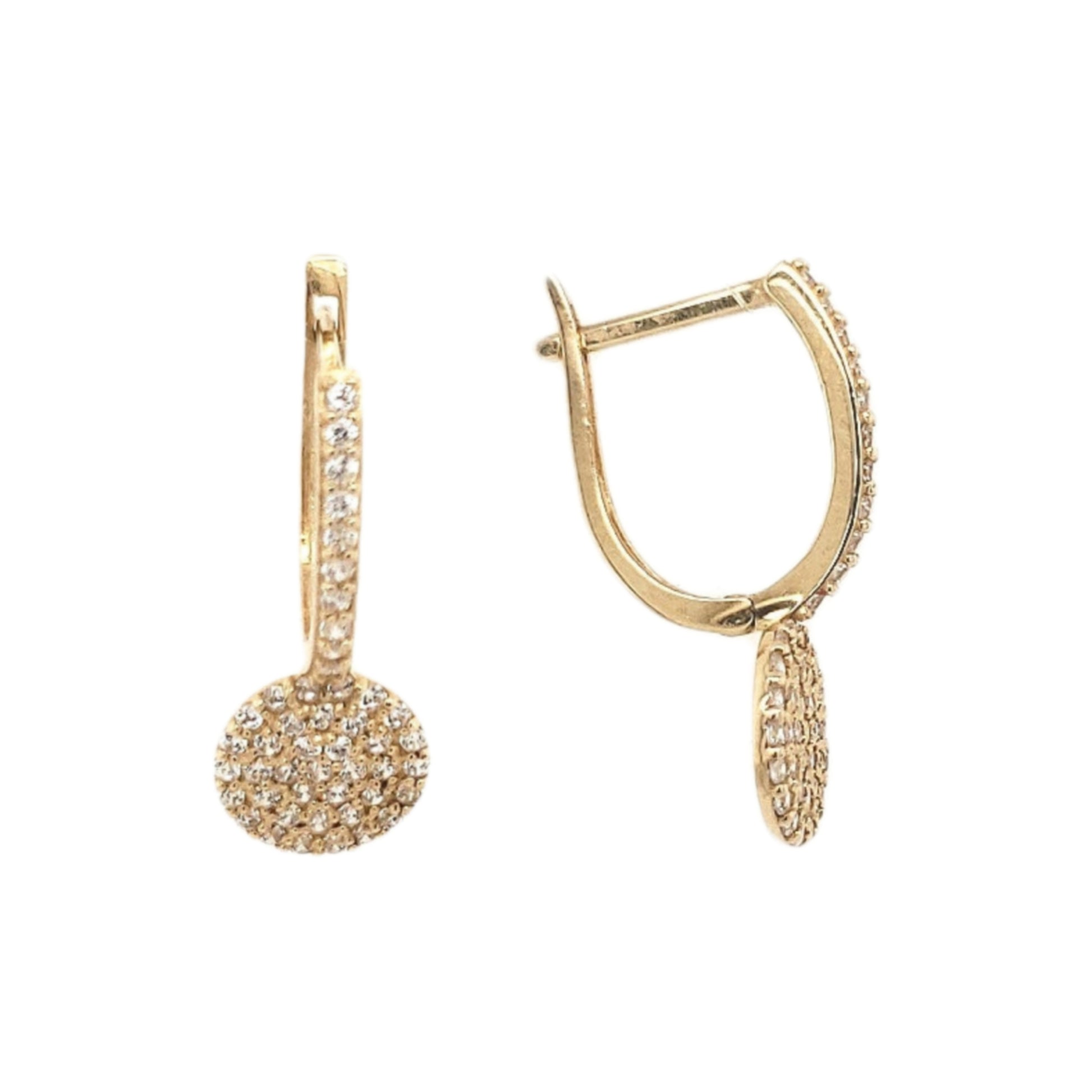 14K Gold CZ Circle Earrings - HK Jewels