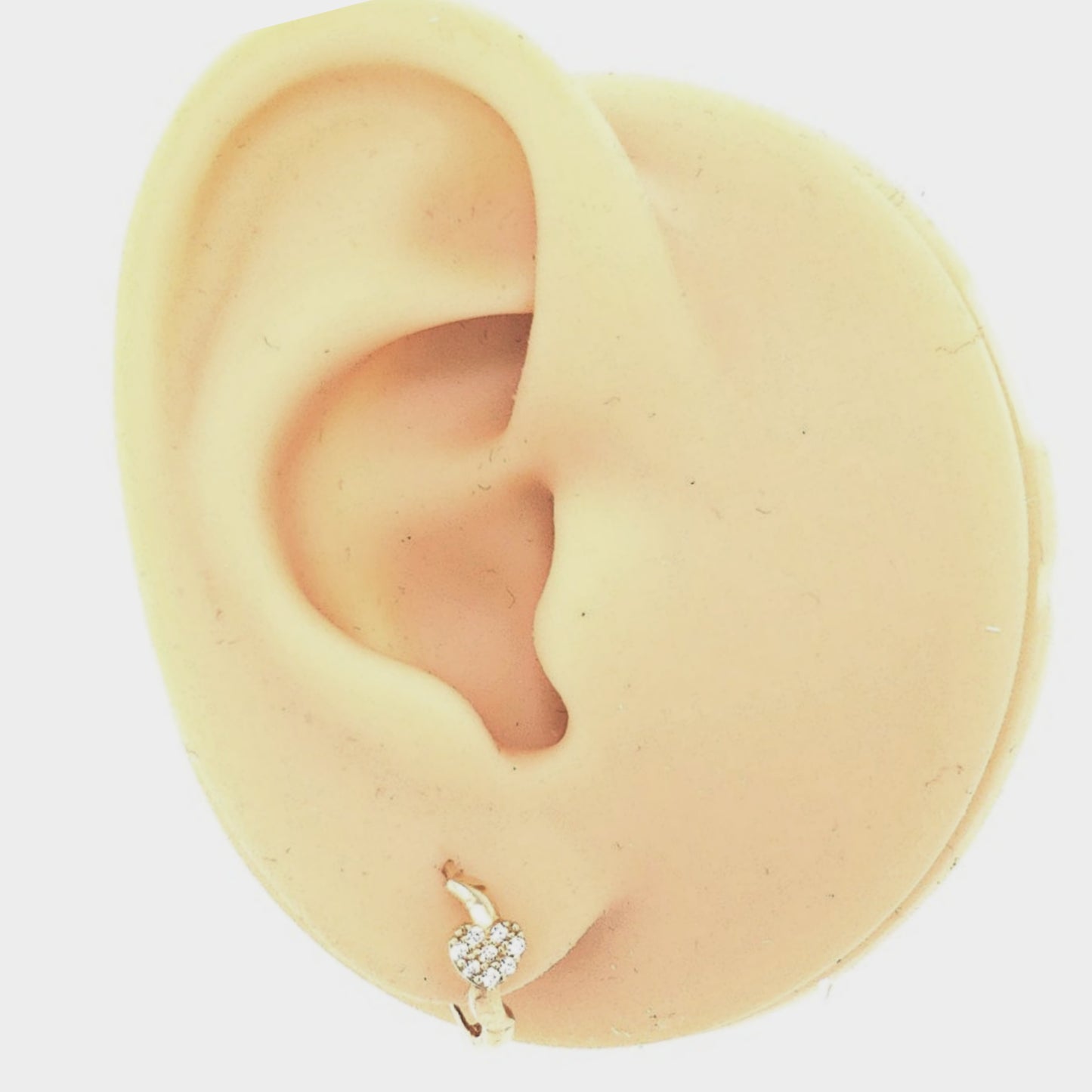 14K Gold And CZ Heart Huggie Earring - HK Jewels