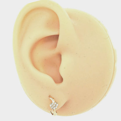 14K Gold And CZ Heart Huggie Earring - HK Jewels