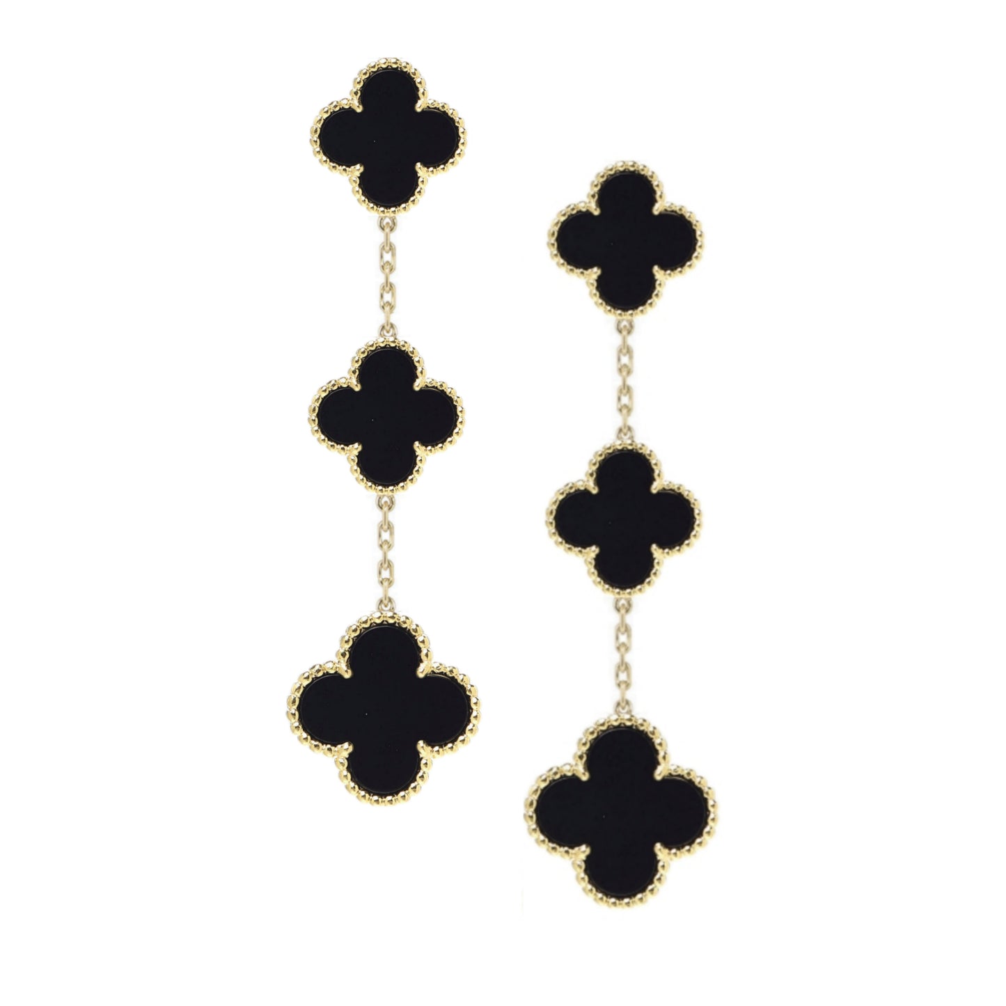 Sterling Silver Triple Black Clover Earring - HK Jewels