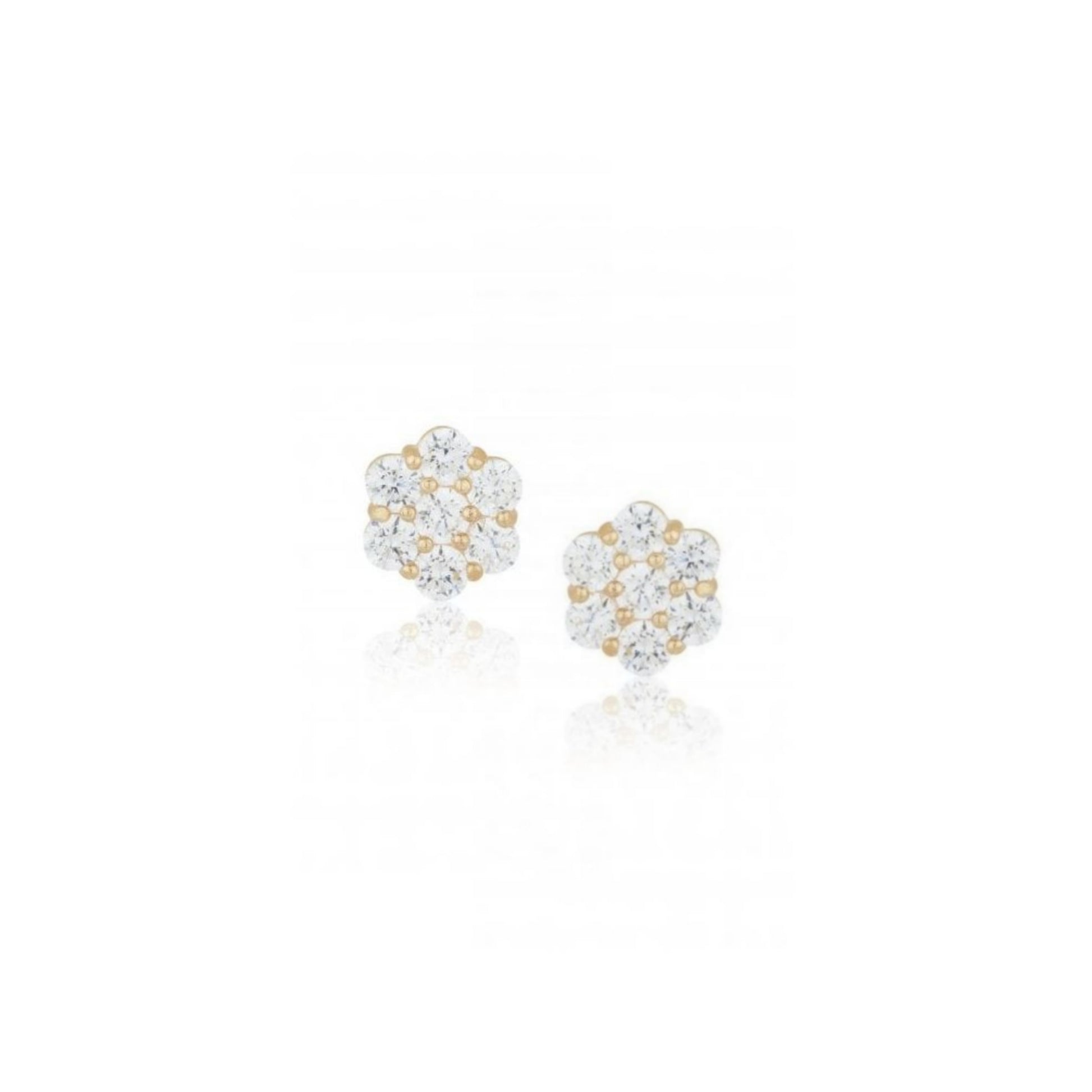 14K Gold Small CZ Flower Stud Earring - HK Jewels