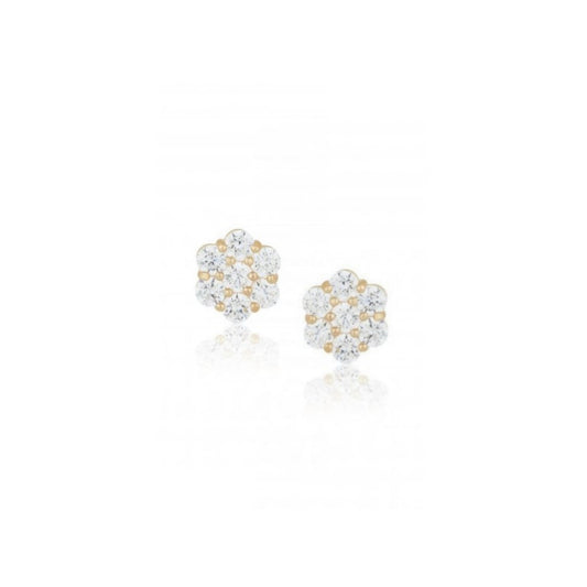 14K Gold Small CZ Flower Stud Earring - HK Jewels