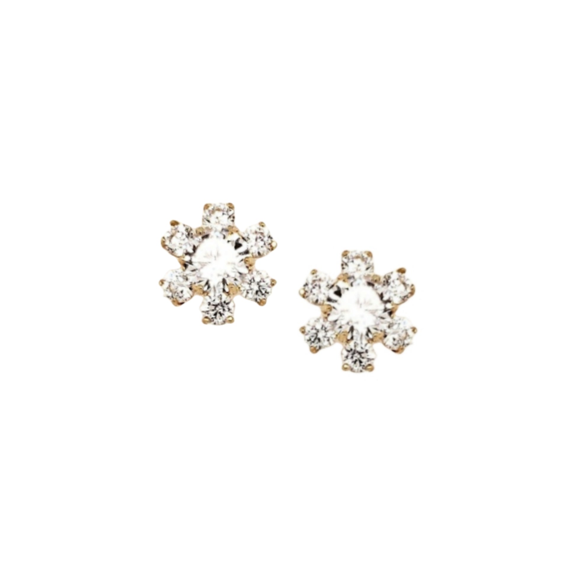 14K Gold CZ Flower Stud Earring - HK Jewels