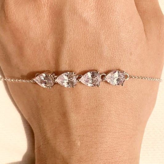 Sterling Silver Four CZ Bracelet - HK Jewels