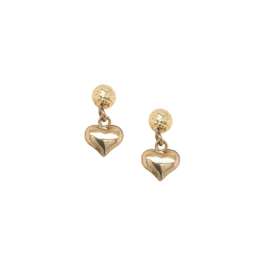 14k Small Puffy Heart On Screwback Post Earring - HK Jewels