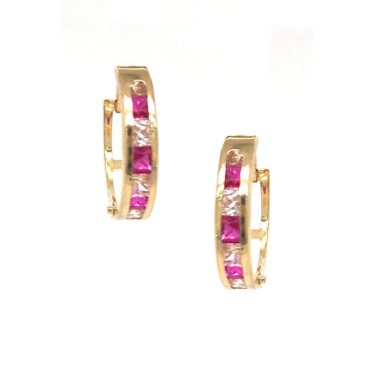 14k Colored Stone Hoops - HK Jewels