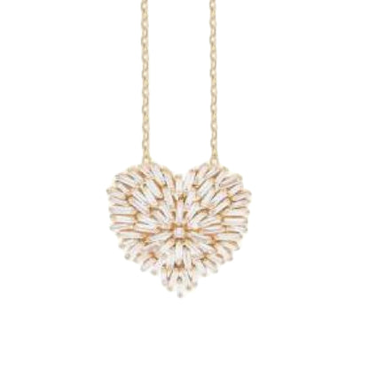 Sterling Silver Baguette Heart Necklace - HK Jewels