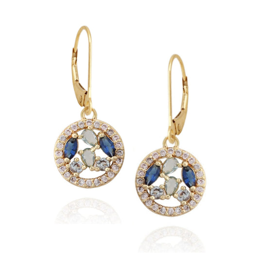 Blue Stones Circle Earring on a Plain Loop - HK Jewels