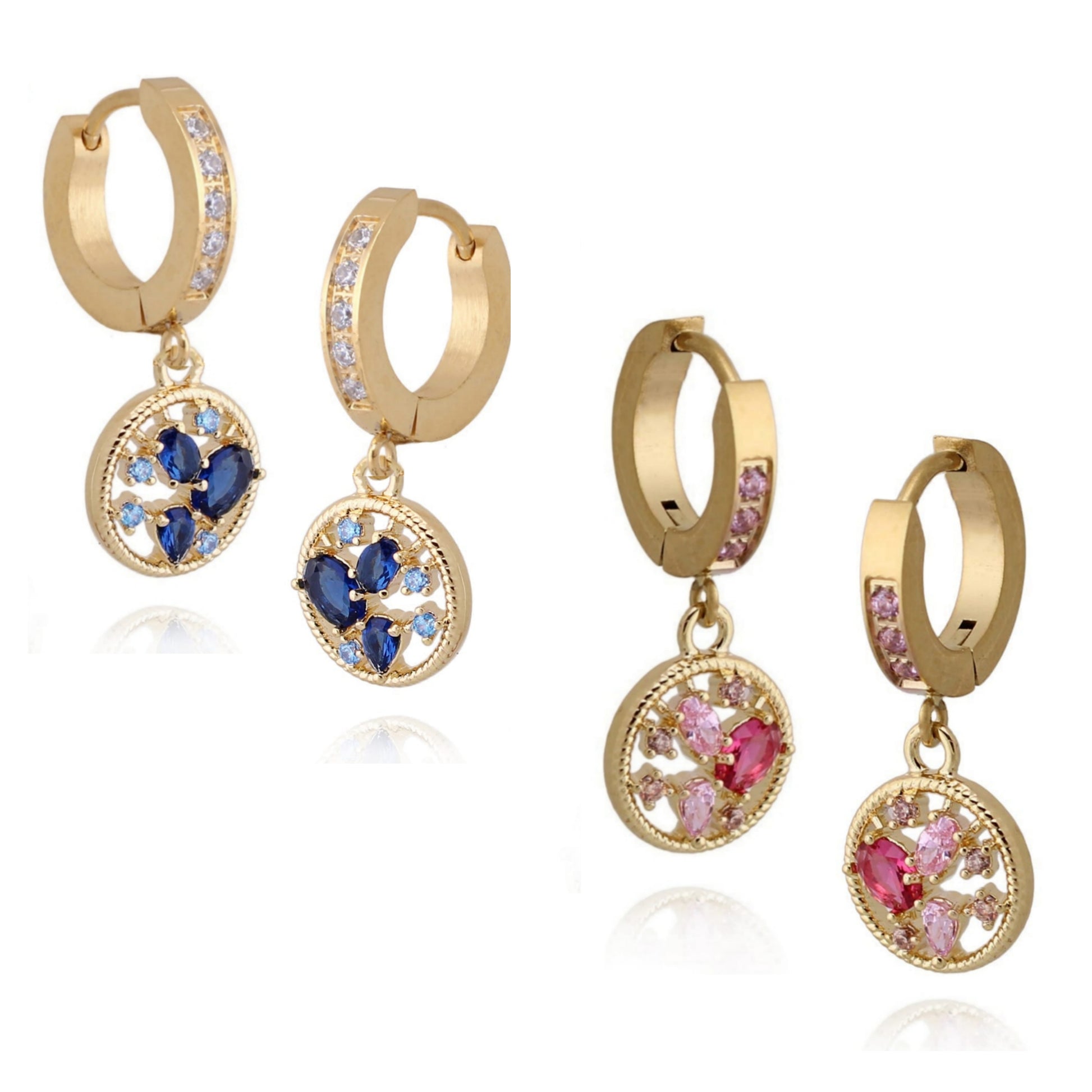 Gold Plated Surgical Steel CZ Circle Earring - HK Jewels