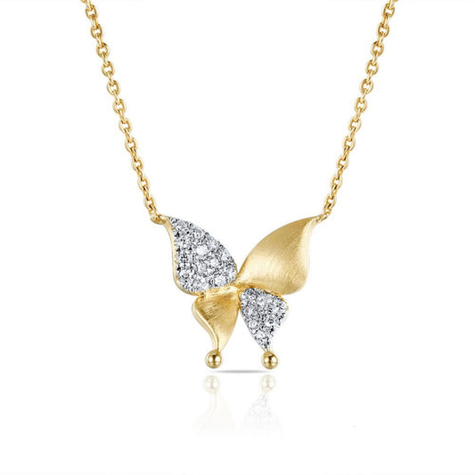 14K Gold and Diamond Butterfly Necklace - HK Jewels