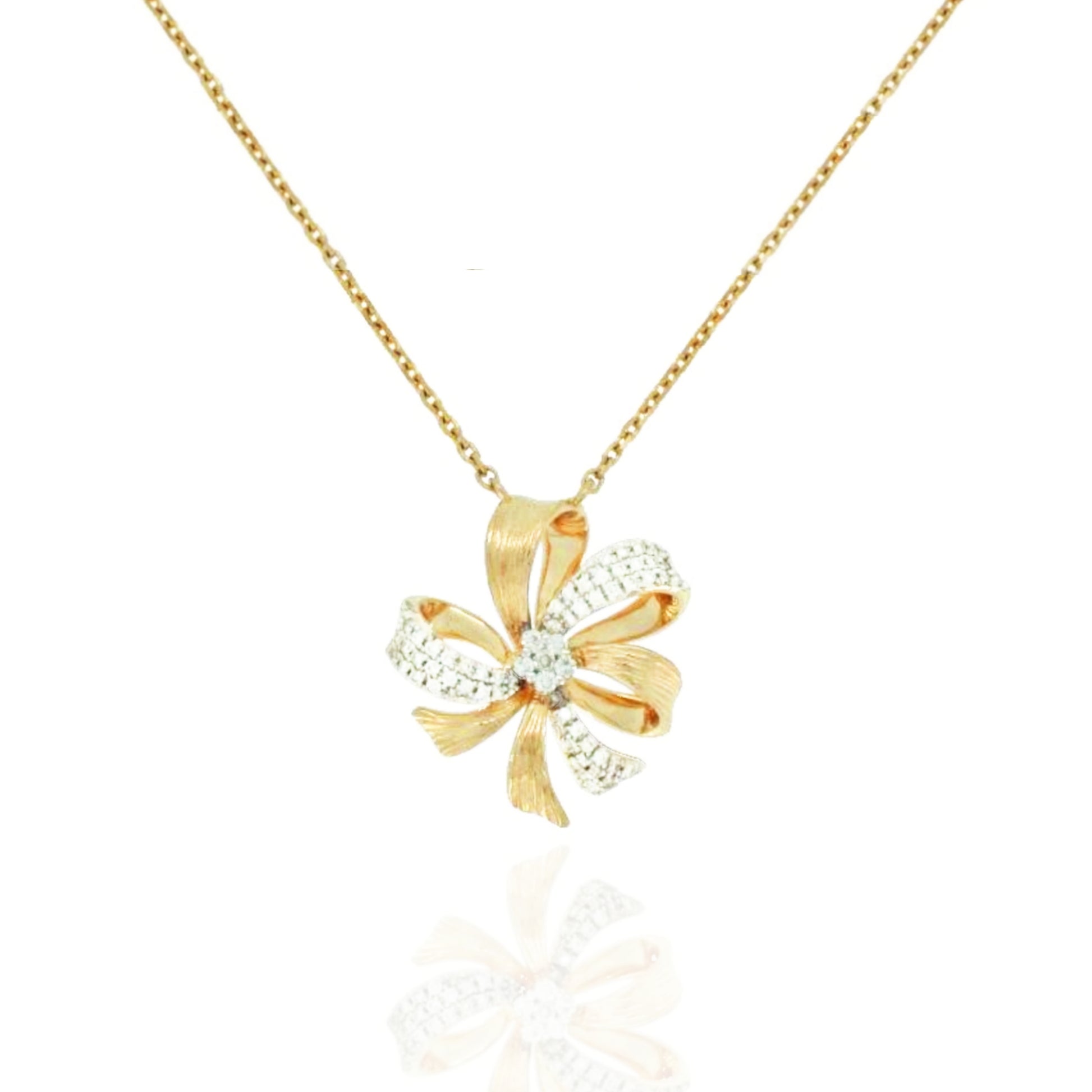 14K Gold and Diamond Ribbon Necklace - HK Jewels