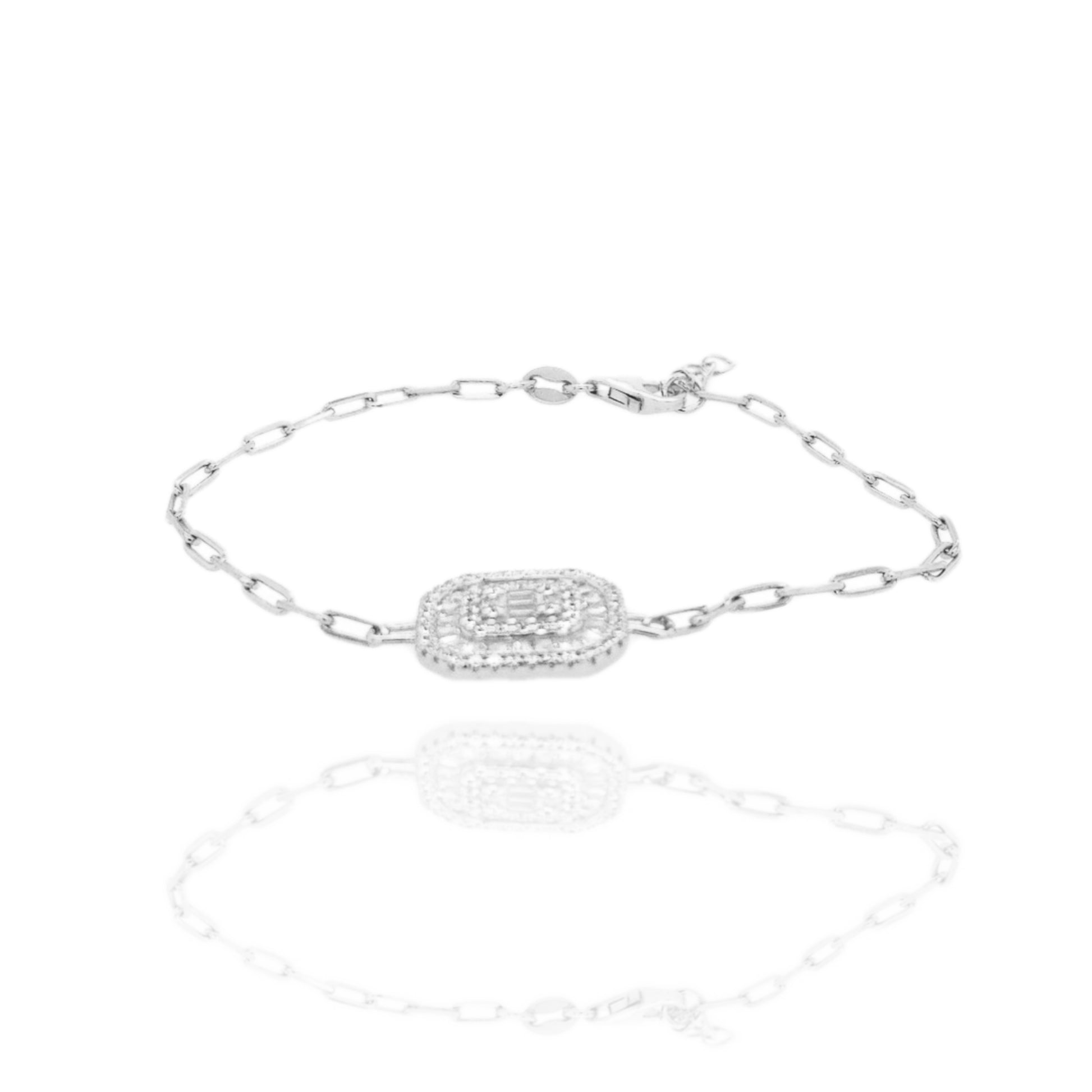 Sterling Silver Colored Stone Baguette "Solitaire" Bracelet - HK Jewels