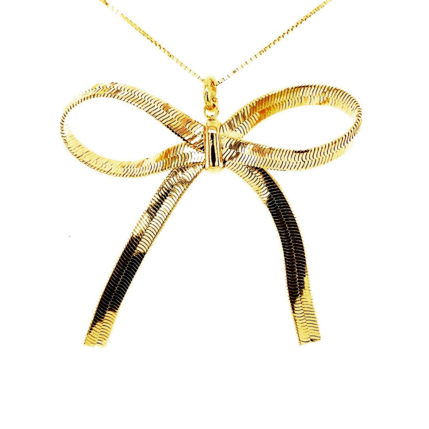 Gold Plated Large Bow Necklace - HK Jewels