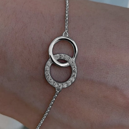 Sterling Silver Interlocking CZ Circle Bracelet - HK Jewels