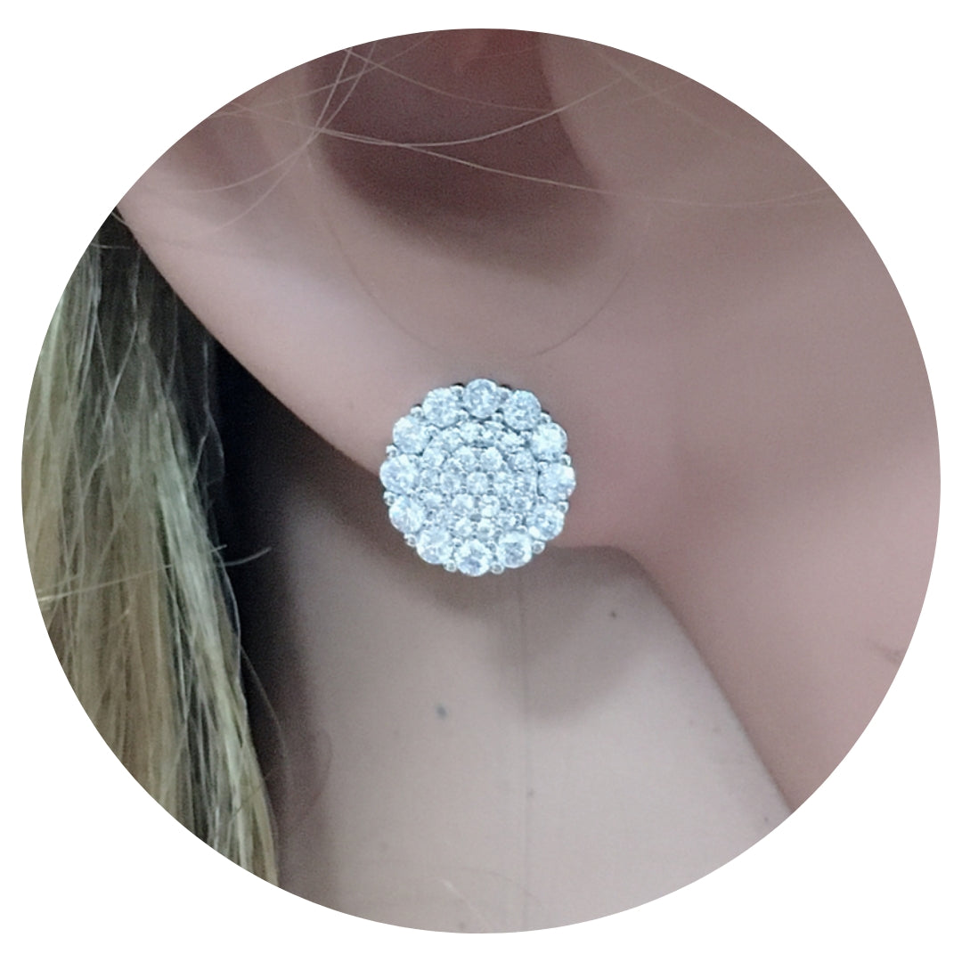 Sterling Silver Round CZ Stud Earrings - HK Jewels