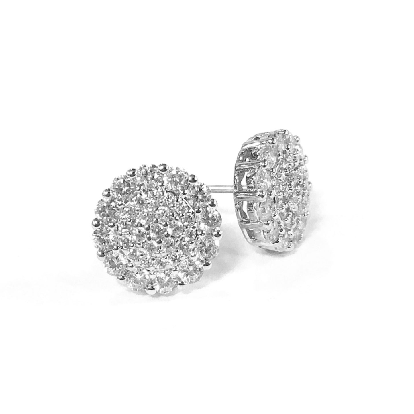 Sterling Silver Round CZ Stud Earrings - HK Jewels