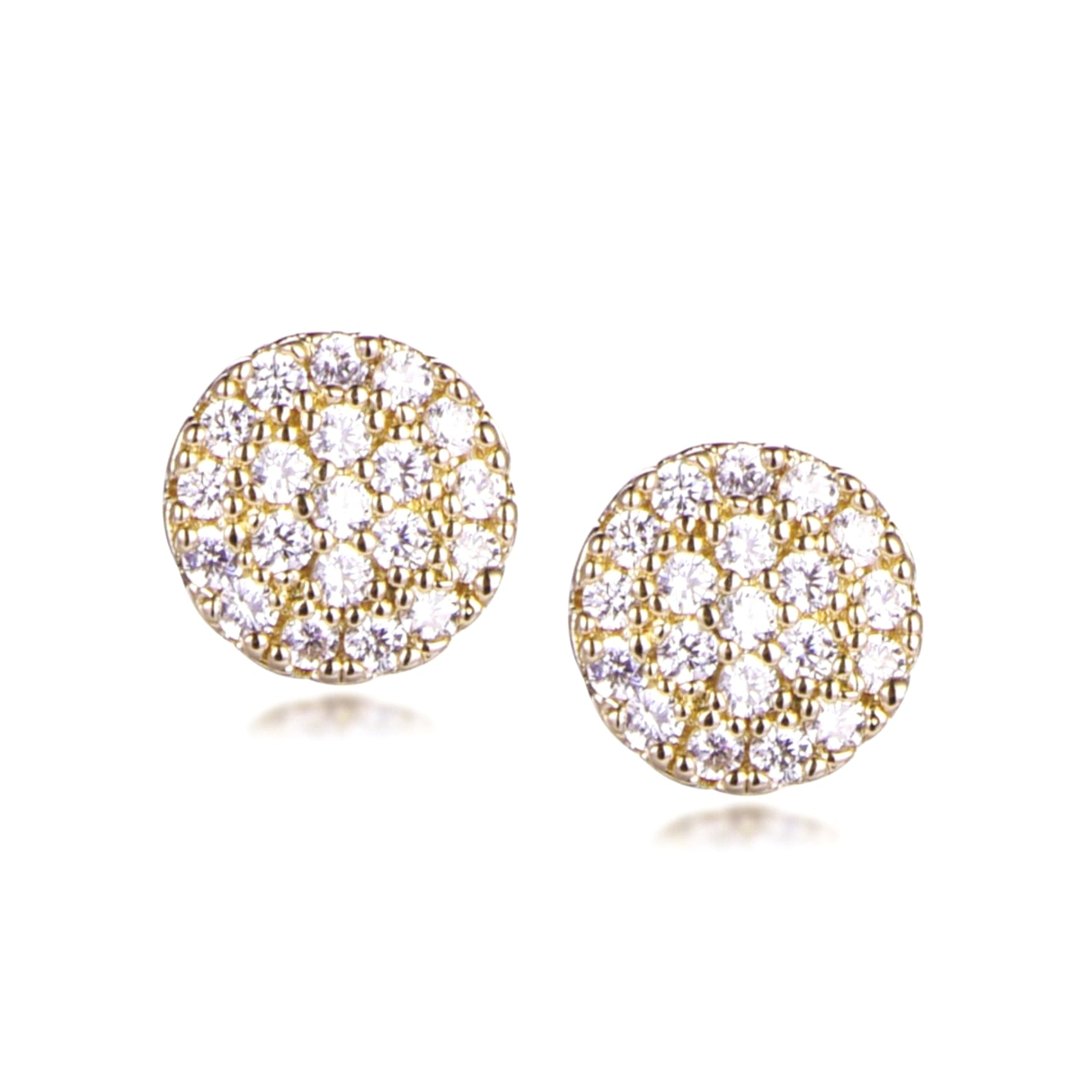 Sterling Silver Round Micropave Stud Earrings - HK Jewels