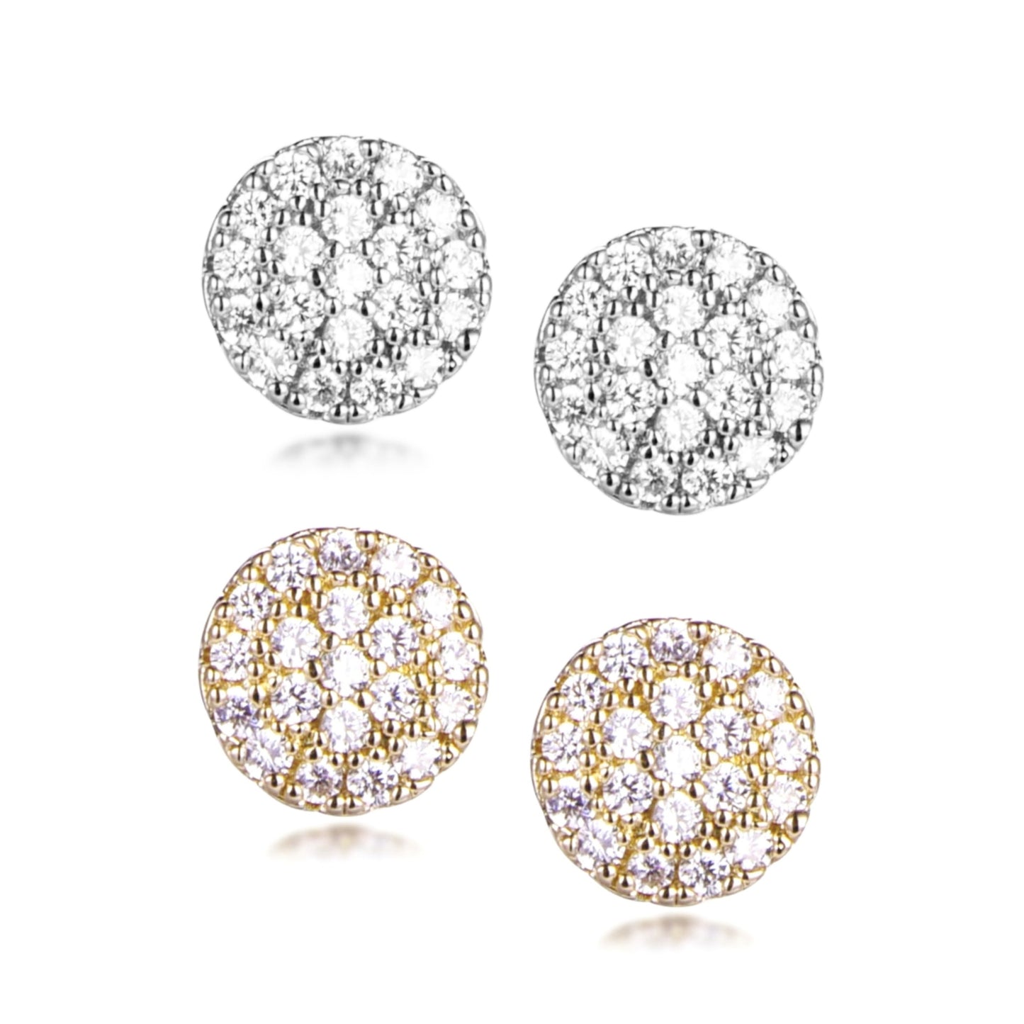 Sterling Silver Round Micropave Stud Earrings - HK Jewels