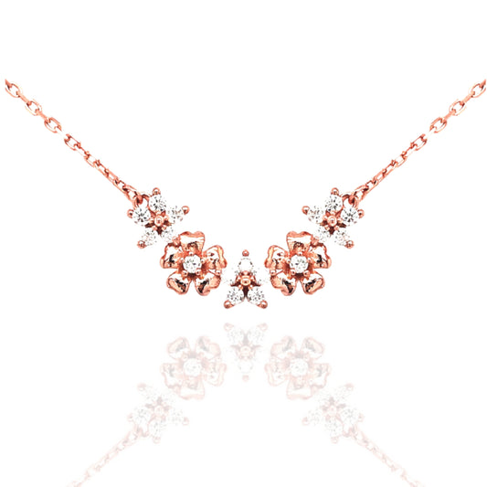 Sterling Silver Flower Bar Necklace - HK Jewels