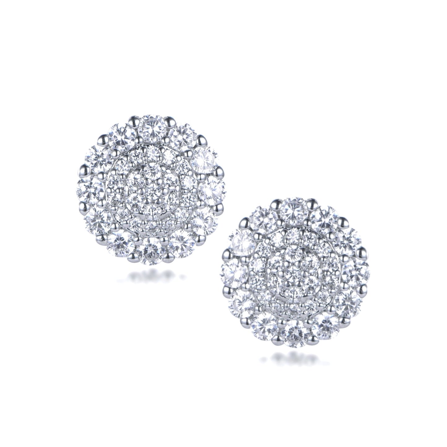 Sterling Silver Round CZ Stud Earrings - HK Jewels