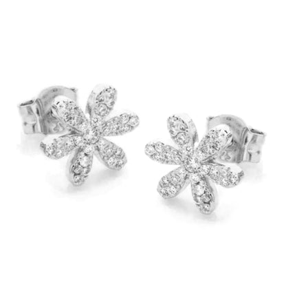 Sterling Silver Six Thin Petal Flower Stud Earrings - HK Jewels