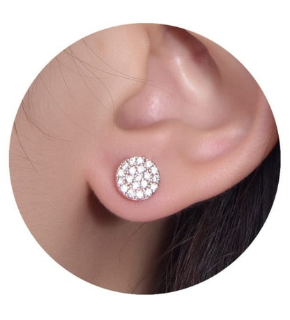 Sterling Silver Round Micropave Stud Earrings - HK Jewels