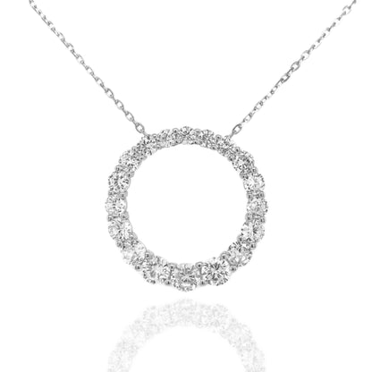 Sterling Silver Graduated CZ Circle Necklace - HK Jewels