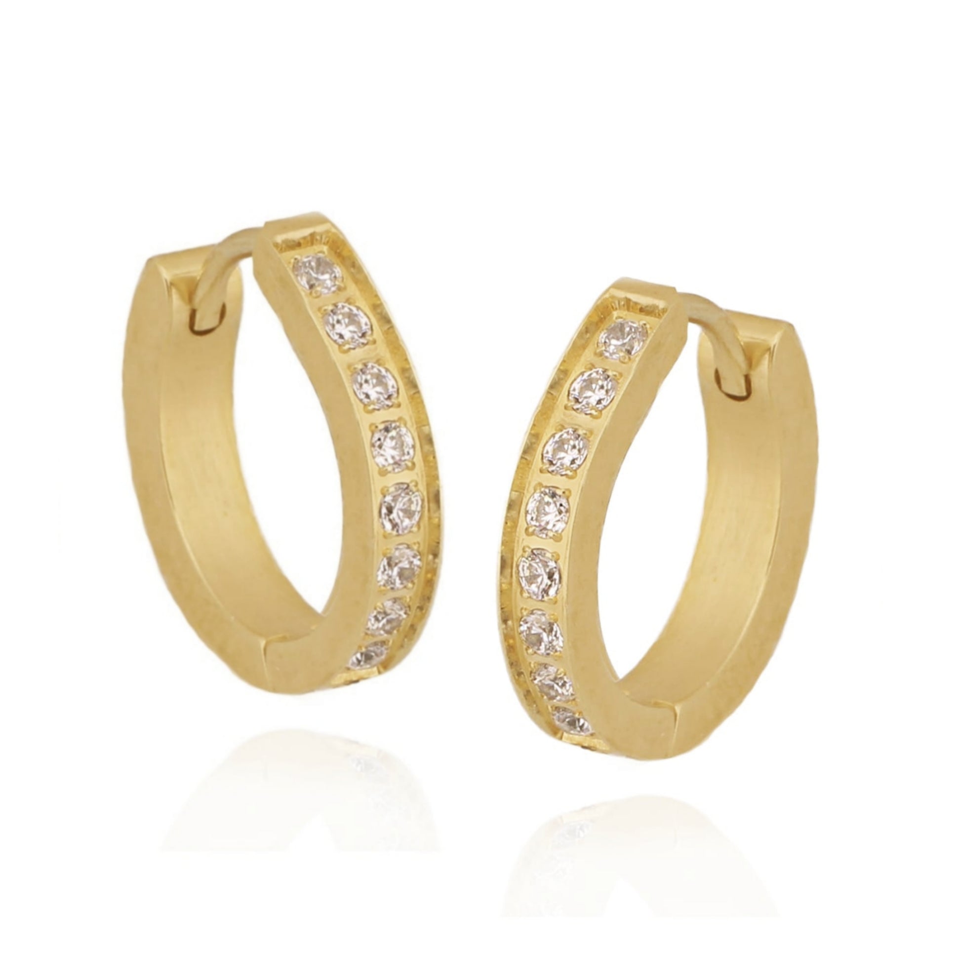 Gold CZ Huggie Earring - HK Jewels